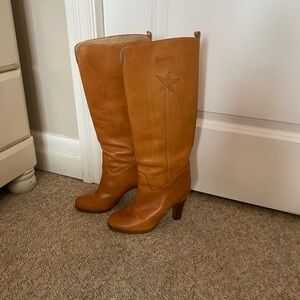 Vintage Y2K Bandini Italian Leather Knee High Boots Star Detail